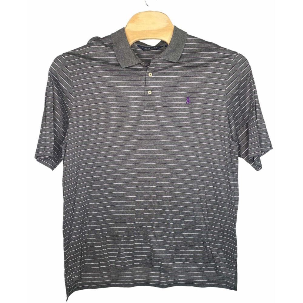 Ralph Lauren Polo Golf shirt men's‎ size XL gray purple striped short sleeve